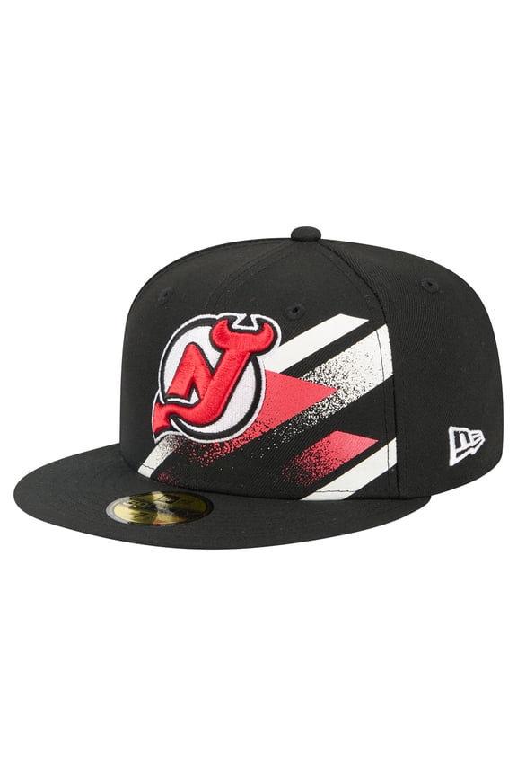Men's New Era Black New Jersey Devils Faded Lines 59FIFTY Fitted Hat