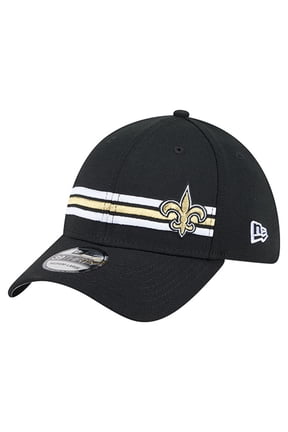 Men's New Era Black New Orleans Saints Stripes 39THIRTY Flex Hat