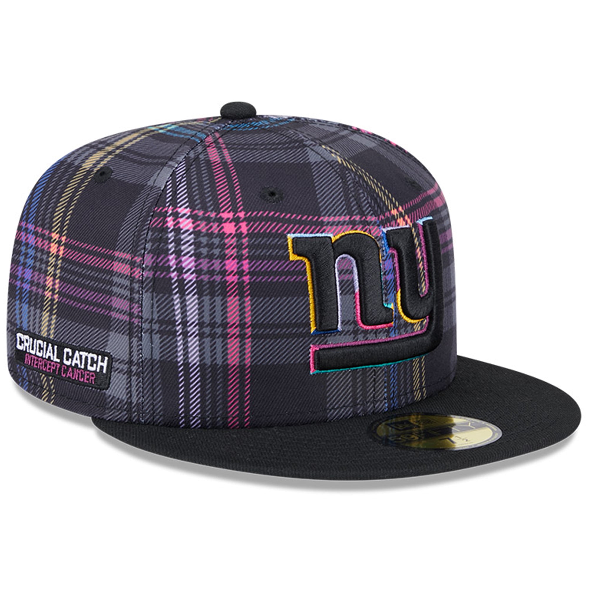 Men's New Era Black New York Giants 2024 NFL Crucial Catch Plaid