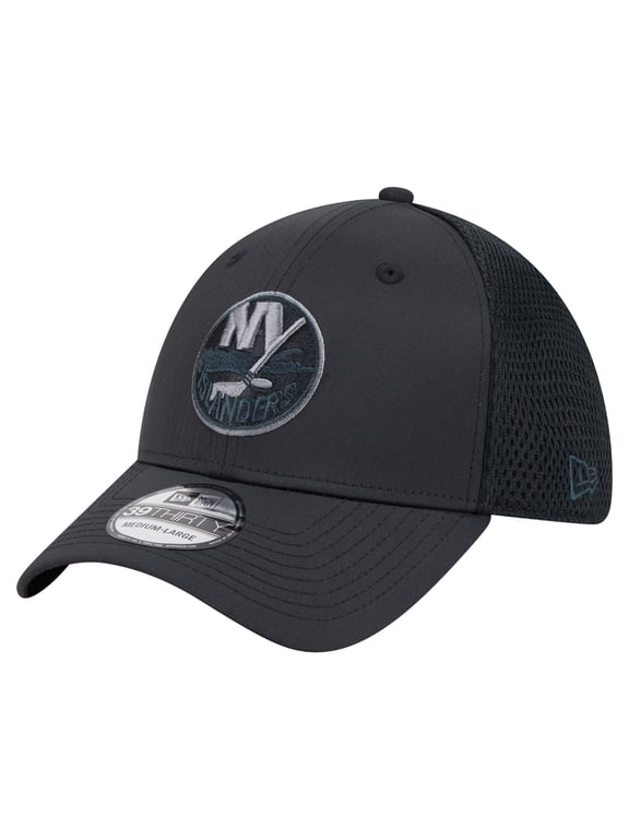 Men's New Era Black New York Islanders Blackout 39THIRTY Flex Fit Hat