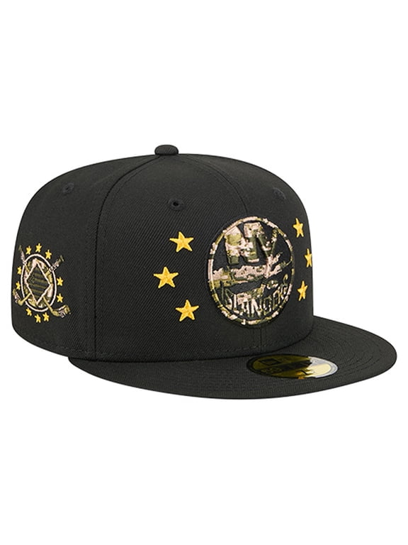 Men's New Era Black New York Islanders Military Appreciation Digital Camo Stars 59FIFTY Fitted Hat