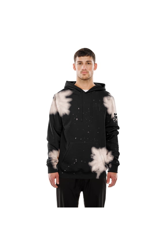 Men's New Era Black New York Knicks Injection Bleached Out Raw Edge Hoodie