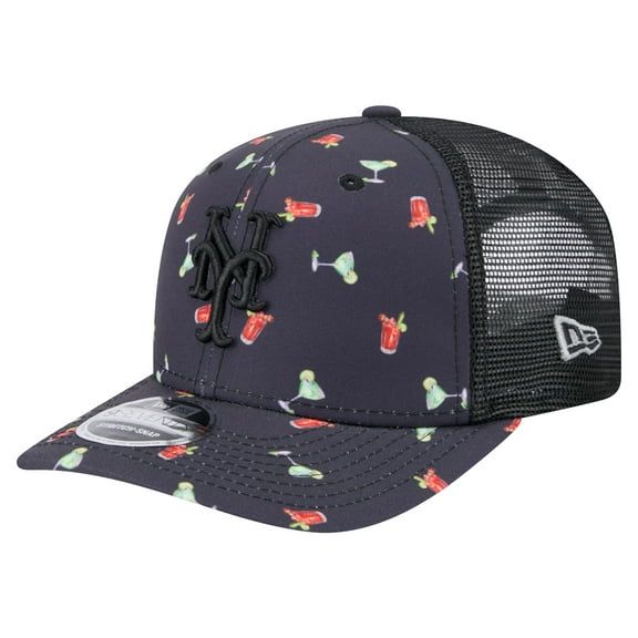 Men's New Era Black New York Mets Adventure Drinks Pattern 9SEVENTY Stretch-Snap Hat