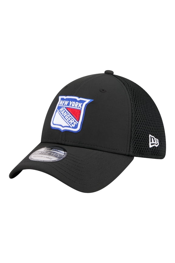 Men's New Era Black New York Rangers Logo 39THIRTY Flex Hat
