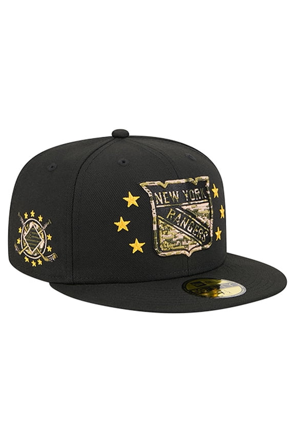 Men's New Era Black New York Rangers Military Appreciation Digital Camo Stars 59FIFTY Fitted Hat