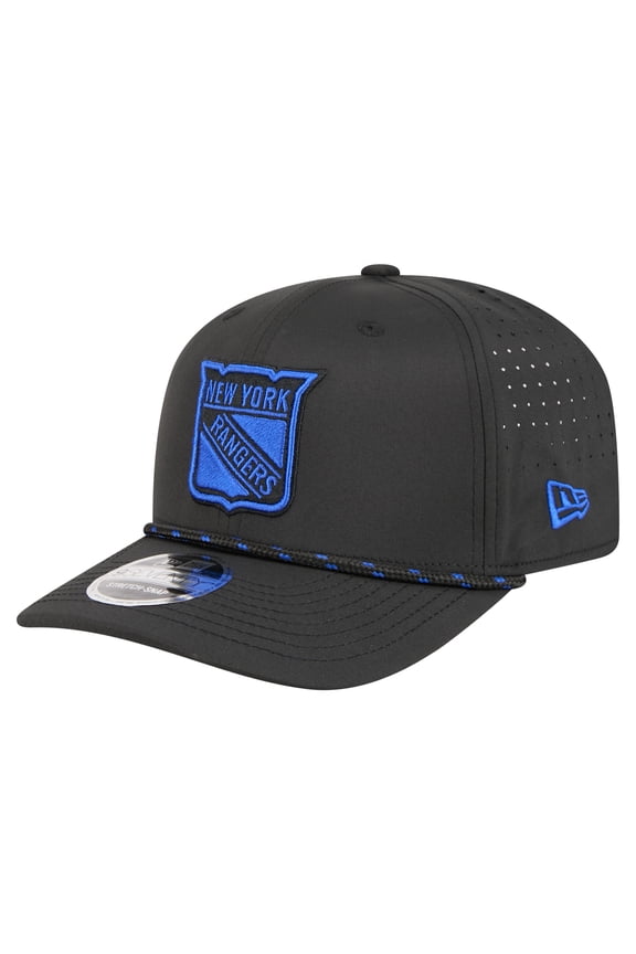 Men's New Era Black New York Rangers Sport Vented 9SEVENTY Rope Adjustable Hat