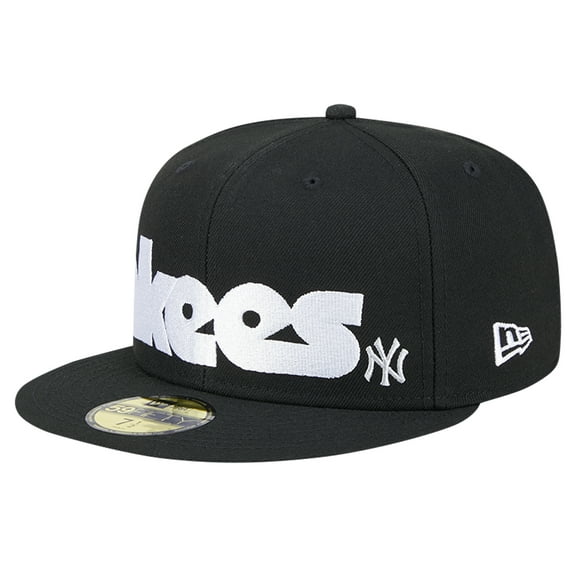 Men's New Era Black New York Yankees Checkered Undervisor 59FIFTY Fitted Hat
