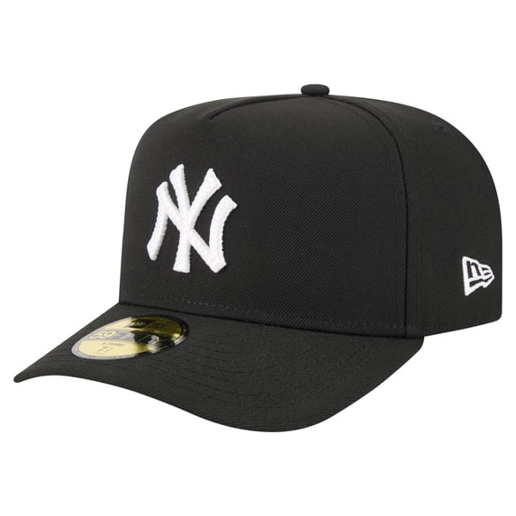 Men's New Era Black New York Yankees Script Safety Pin 59FIFTY A-Frame Fitted Hat