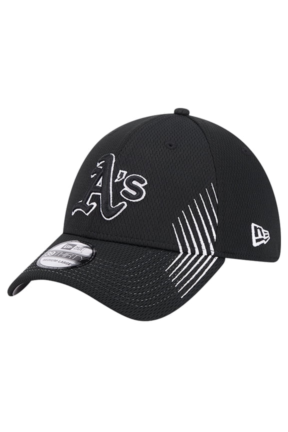 Men's New Era Black Oakland Athletics Active Dash Mark 39THIRTY Flex Hat