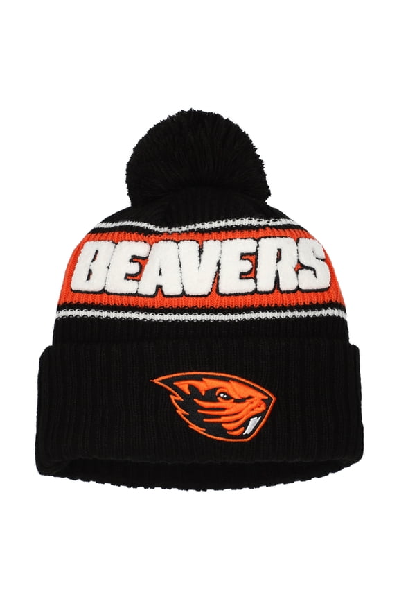 Men's New Era Black Oregon State Beavers Bold Cuffed Knit Hat with Pom