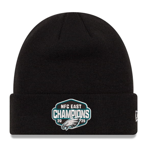 Men's New Era Black Philadelphia Eagles 2025 NFC East Division Champions Cuffed Knit Hat