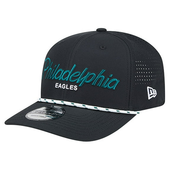 Men's New Era Black Philadelphia Eagles Script 9SEVENTY Adjustable Hat