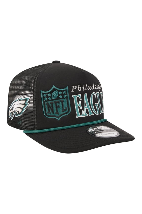 Men's New Era Black Philadelphia Eagles Throwback Foam 19TWENTY Adjustable Hat