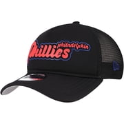Mens New Era Black Philadelphia Phillies Retro Bold A-Frame Trucker 9FORTY Adjustable Hat