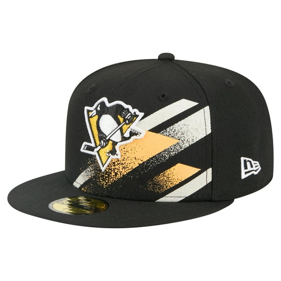 Men's New Era Black Pittsburgh Penguins Faded Lines 59FIFTY Fitted Hat