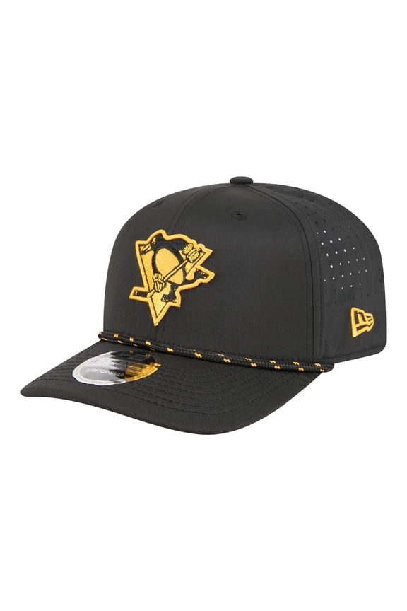 Men's New Era Black Pittsburgh Penguins Sport Vented 9SEVENTY Rope Adjustable Hat