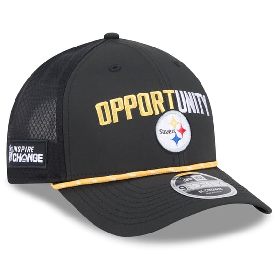 Men's New Era Black Pittsburgh Steelers 2025 Inspire Change 9FORTY M-Crown Adjustable Hat