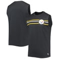 thumbnail image 1 of Men's New Era Black Pittsburgh Steelers Brushed Sleeveless Tank Top, 1 of 3