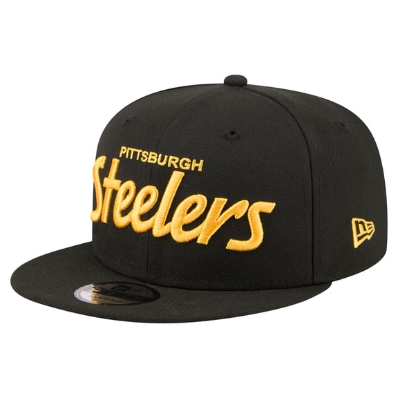 Men's New Era Black Pittsburgh Steelers Core Team Script 9FIFTY Snapback Hat