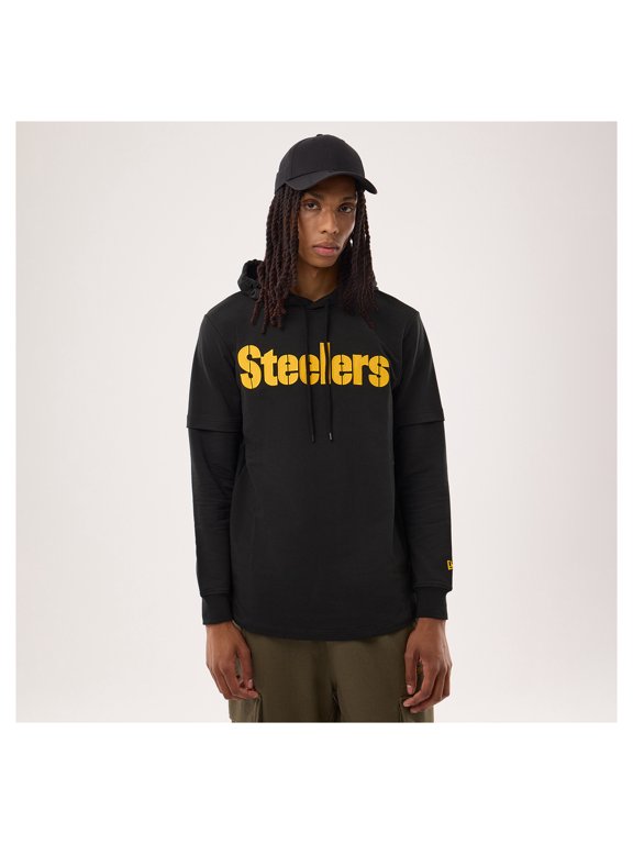 Men's New Era Black Pittsburgh Steelers Functional Fandom Twofer Hoodie