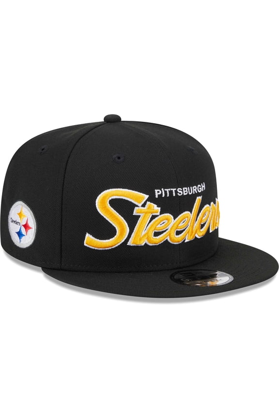 Men's New Era Black Pittsburgh Steelers Main Script 9FIFTY Snapback Hat