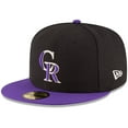 thumbnail image 1 of Men's New Era Black/Purple Colorado Rockies Authentic Collection On Field 59FIFTY Structured Hat, 1 of 6