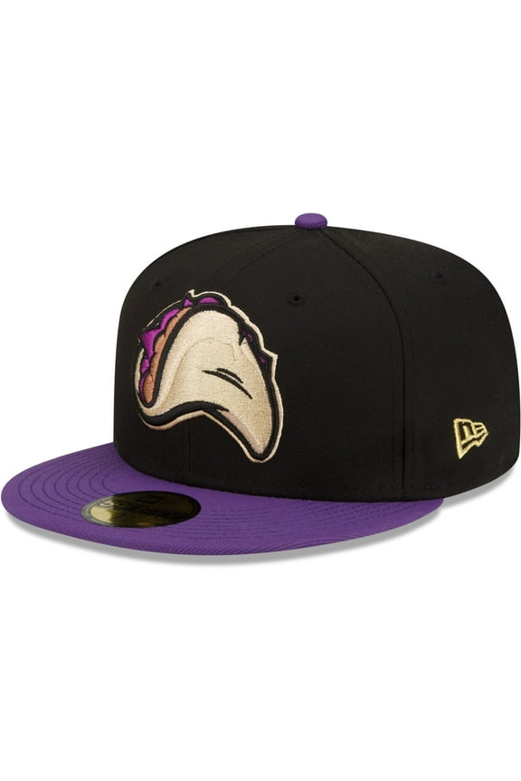 Men's New Era Black/Purple Fresno Grizzlies Tacos Theme Night 59FIFTY Fitted Hat