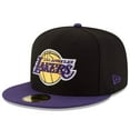 thumbnail image 1 of Men's New Era Black/Purple Los Angeles Lakers Official Team Color 2Tone 59FIFTY Fitted Hat, 1 of 4