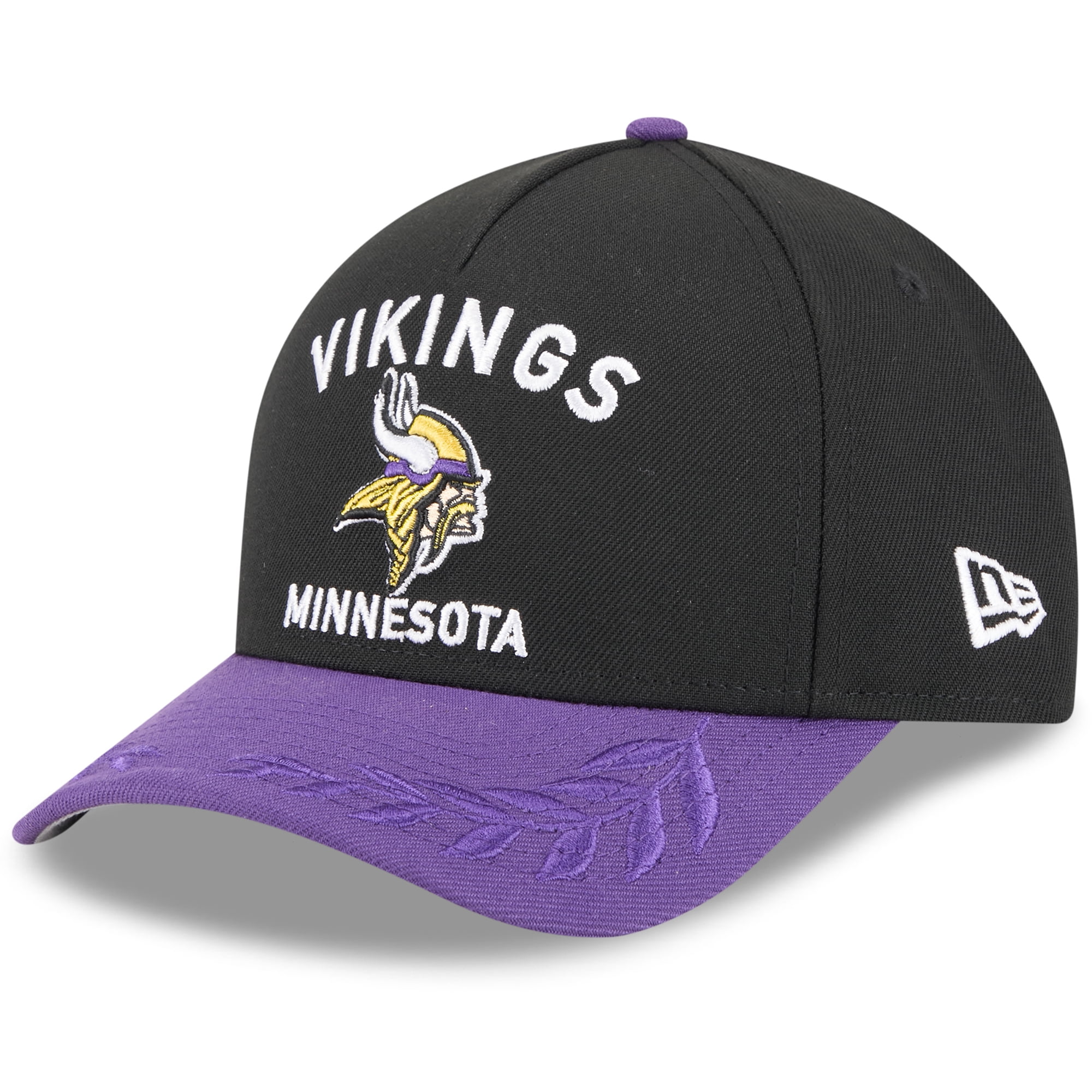 Men's New Era Black/Purple Minnesota Vikings 2025 NFL Draft 9FORTY A-Frame M-Crown Adjustable Hat