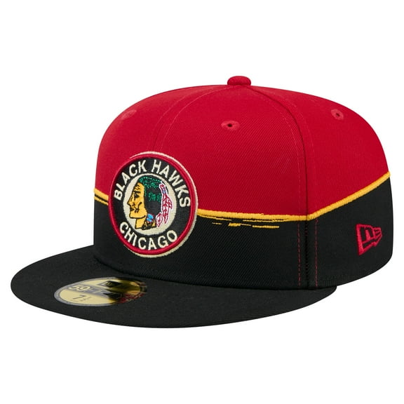 Men's New Era Black/Red Chicago Blackhawks Vintage Color Dip 59FIFTY Fitted Hat