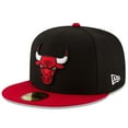 thumbnail image 1 of Men's New Era Black/Red Chicago Bulls Official Team Color 2Tone 59FIFTY Fitted Hat, 1 of 6