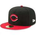 thumbnail image 1 of Men's New Era Black/Red Cincinnati Reds Road Authentic Collection On-Field 59FIFTY Fitted Hat, 1 of 6