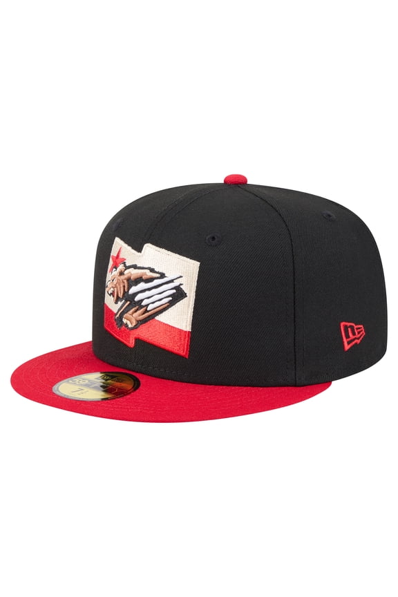 Men's-New Era Black/Red Fresno Grizzlies Authentic Collection 59FIFTY Fitted Hat