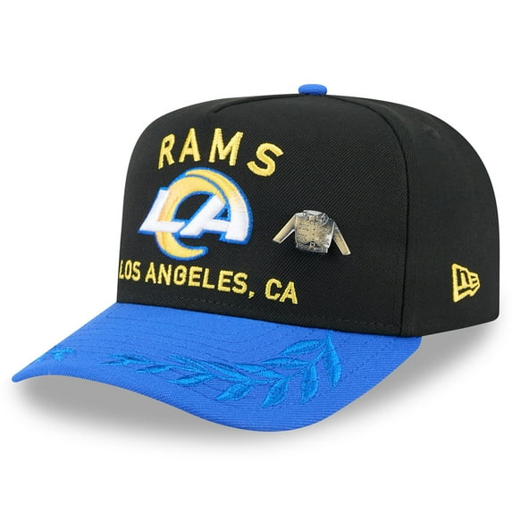 Men's New Era Black/Royal Los Angeles Rams 2025 NFL Draft On Stage A-Frame 59FIFTY Fitted Hat