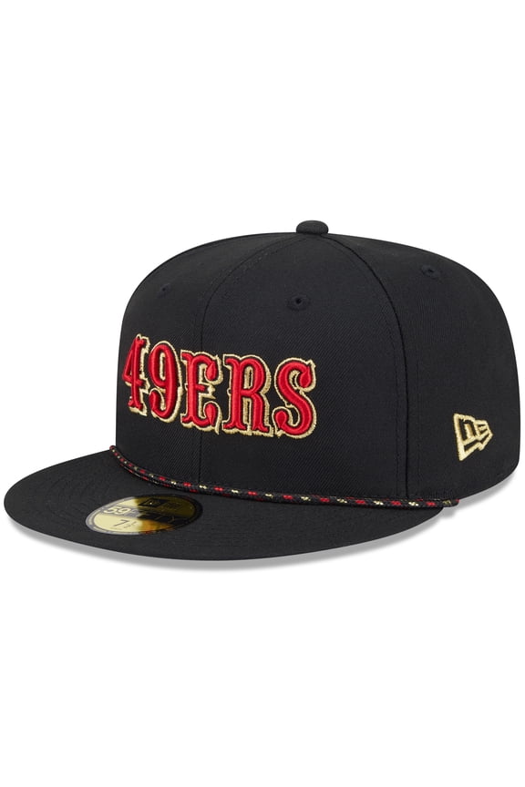 Men's New Era Black San Francisco 49ers 2025 Rivalries Collection Sideline Rope 59FIFTY Fitted Hat