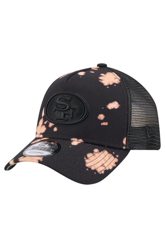 Men's New Era Black San Francisco 49ers Bleached 9FORTY A-Frame Adjustable Hat