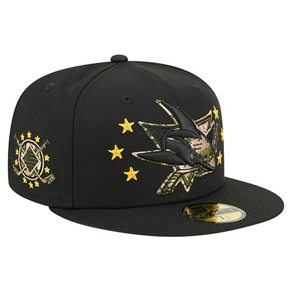 Men's New Era Black San Jose Sharks Military Appreciation Digital Camo Stars 59FIFTY Fitted Hat