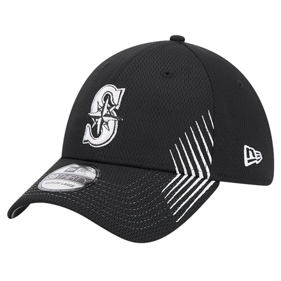 Men's New Era Black Seattle Mariners Active Dash Mark 39THIRTY Flex Hat