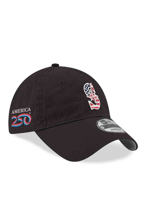Men's New Era Black Seattle Mariners America 250 9TWENTY Adjustable Hat