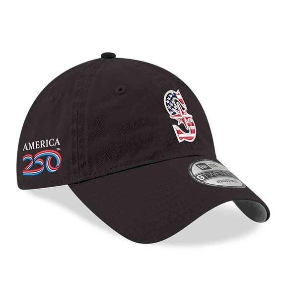 Men's New Era Black Seattle Mariners America 250 9TWENTY Adjustable Hat
