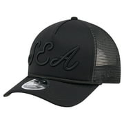 Mens New Era Black Seattle Mariners City Initial 9FORTY A-Frame M-Crown Adjustable Trucker Hat