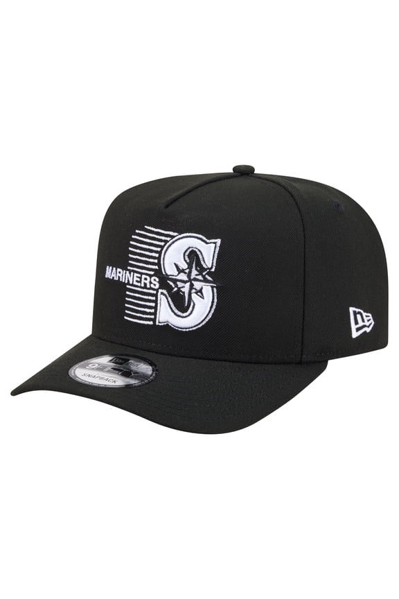 Men's New Era Black Seattle Mariners Motion A-Frame 9FIFTY Snapback Hat