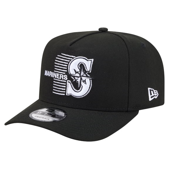 Men's New Era Black Seattle Mariners Motion A-Frame 9FIFTY Snapback Hat