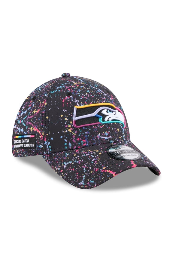 Men's New Era  Black Seattle Seahawks 2025 NFL Crucial Catch 39THIRTY Flex Hat