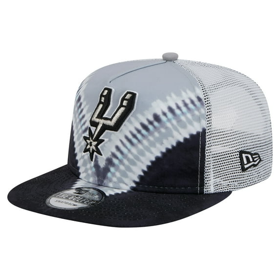 Men's New Era Black/Silver San Antonio Spurs Throwback Dye Golfer Snapback Hat