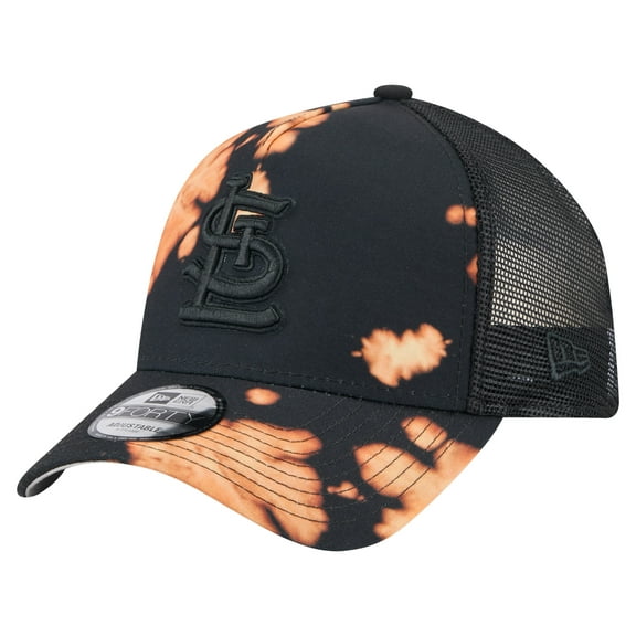 Men's-New Era Black St. Louis Cardinals Bleached A-Frame 9FORTY Adjustable Hat