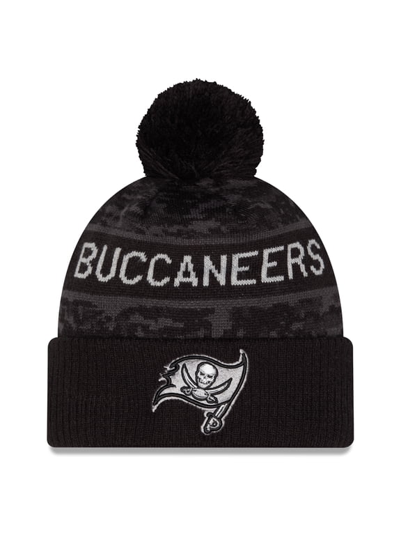 Men's New Era Black Tampa Bay Buccaneers 2026 Salute To Service Cuffed Knit Hat with Pom