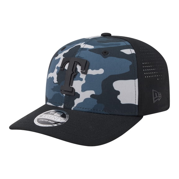 Men's New Era Black Texas Rangers Tonal Camo 9SEVENTY Stretch-Snap Hat