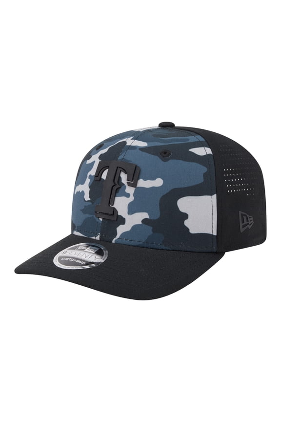 Men's New Era Black Texas Rangers Tonal Camo 9SEVENTY Stretch-Snap Hat