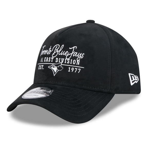 Men's New Era Black Toronto Blue Jays Script Text 9FORTY A-Frame Adjustable Hat